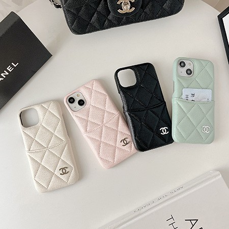 背面にカード入れ付き chanel シャネル アイホン 15 カバー