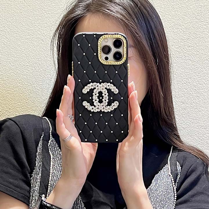 ラインストーン付き シャネル風 アイフォン 14pro スマホケース